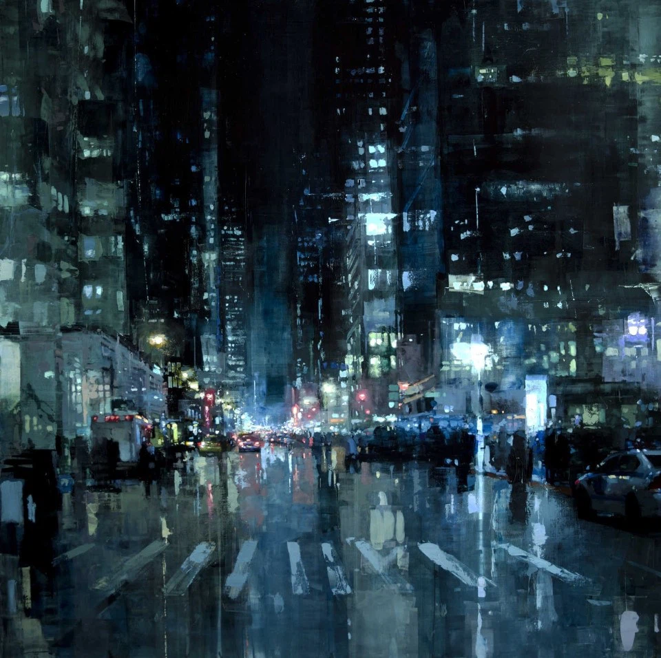 cityscape oil painting